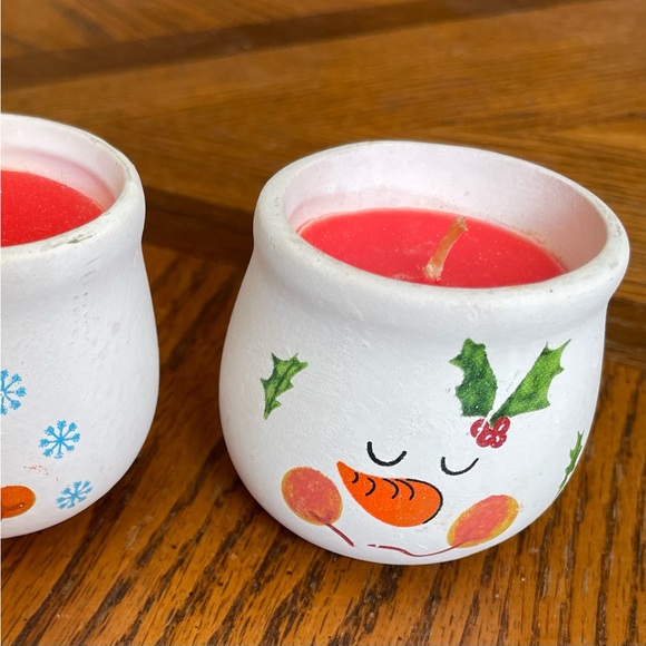 Set of Three Christmas Candles in a Wooden Snowman Box NWOT - Picture 3 of 9